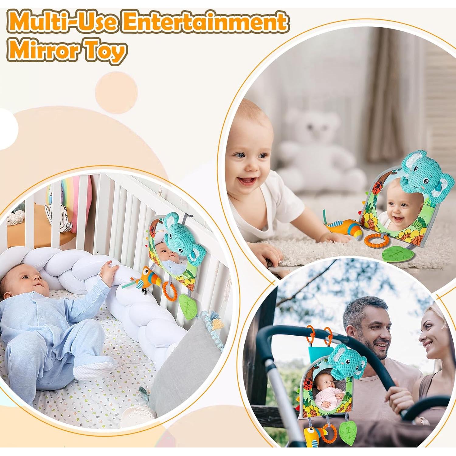 Juguete de Asiento de Coche Lynncare con Espejo y Juguetes Colgantes