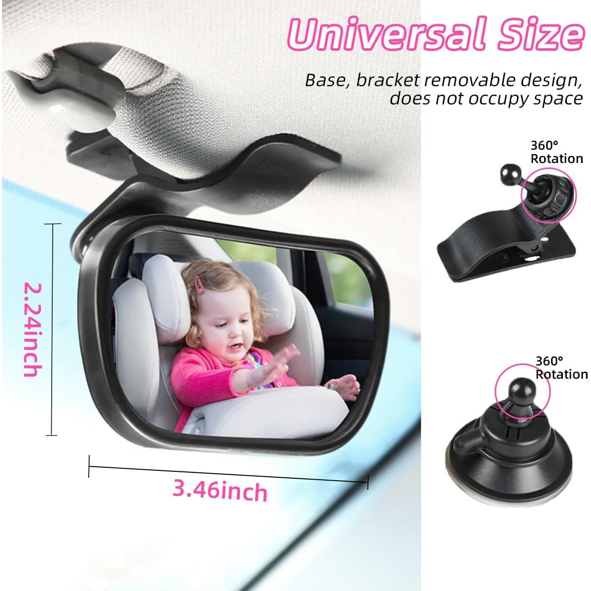 Espejo Retrovisor para Bebé Kewucn Ajustable 360° Negro