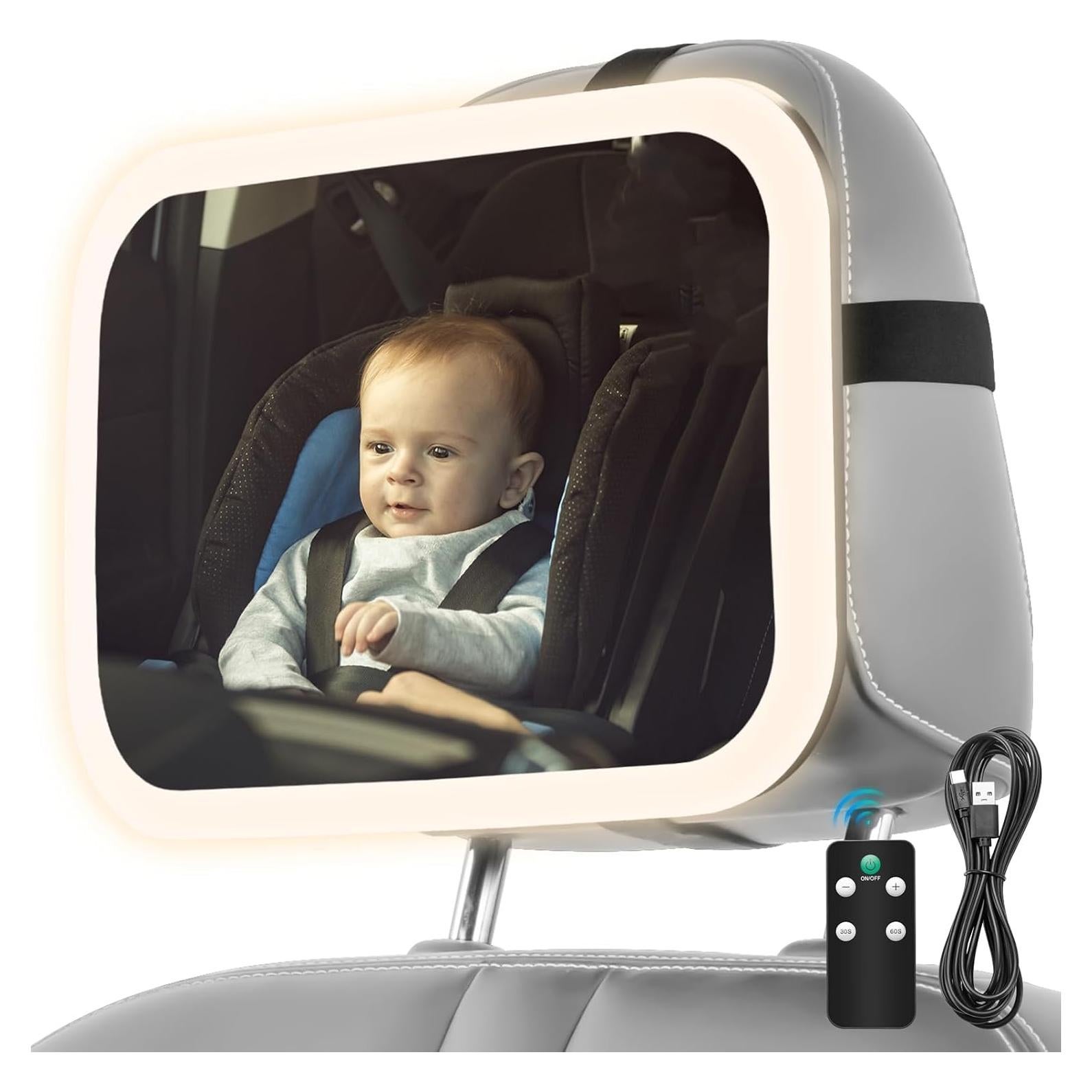 Espejo de Coche para Bebés StarBaKeSi con Luz 3000mAh