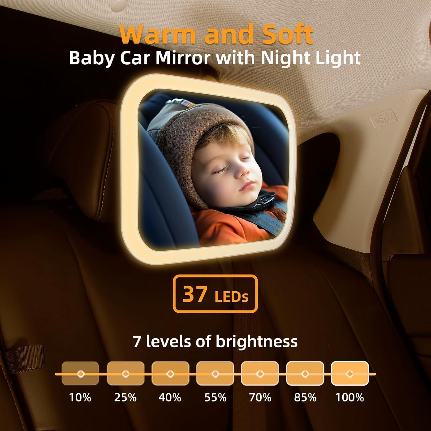 Espejo de Coche para Bebés StarBaKeSi con Luz 3000mAh