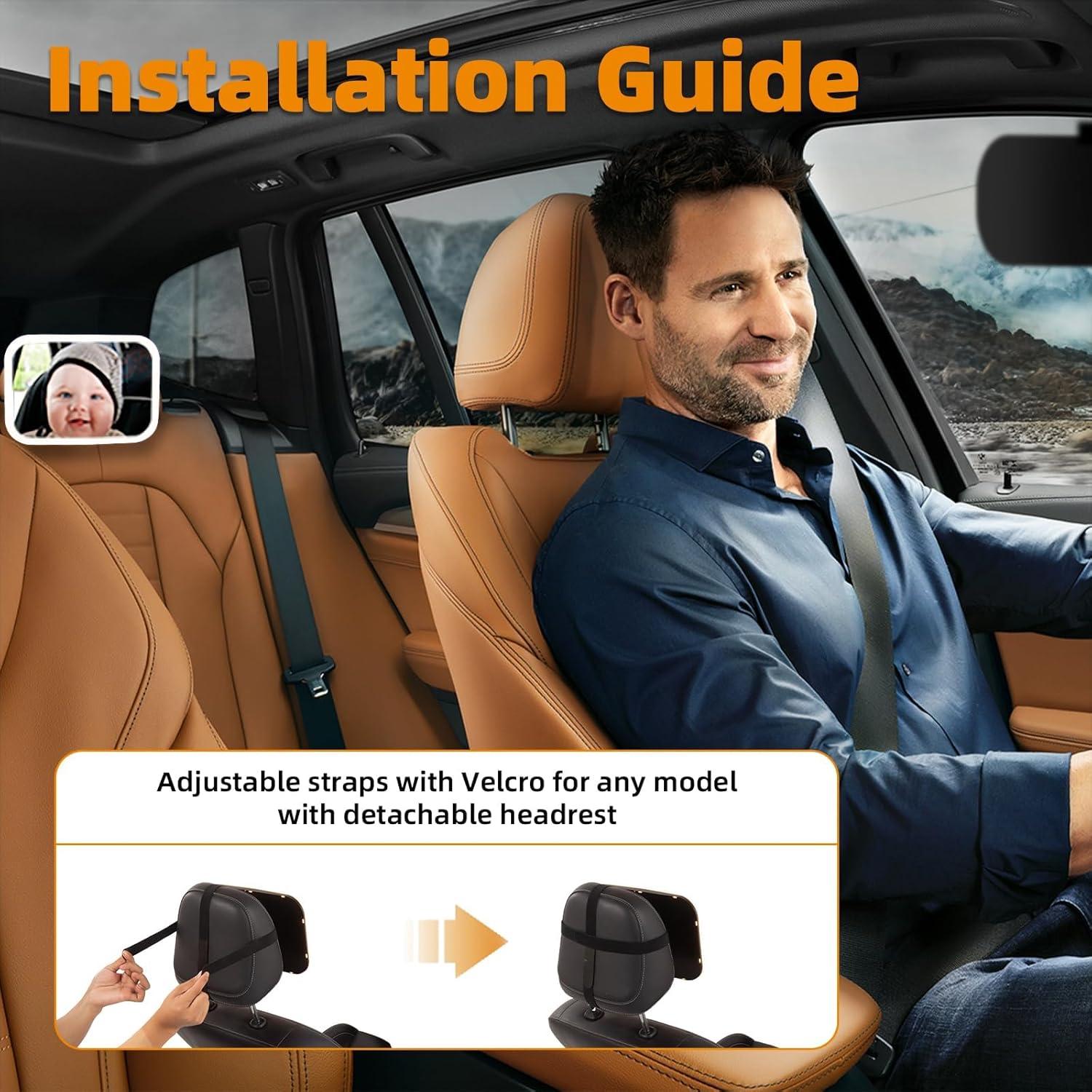 Espejo de Coche para Bebés StarBaKeSi con Luz 3000mAh