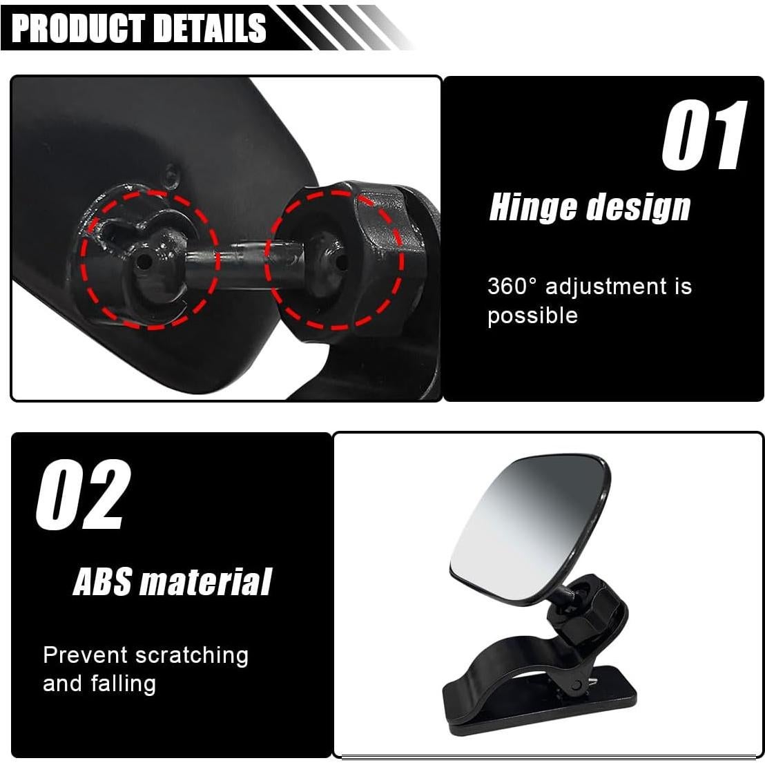 Espejo Convexo para Coche Bebé LAINLOY Ajustable 8.97x5.70cm