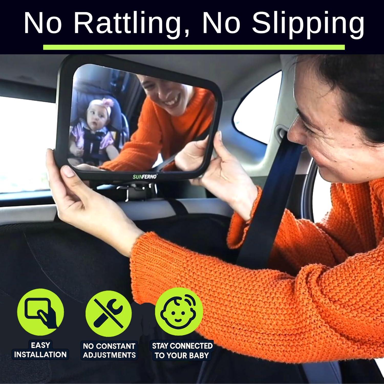 Espejo de Coche para Bebé Sunferno 360° Convexo a Prueba de Roturas