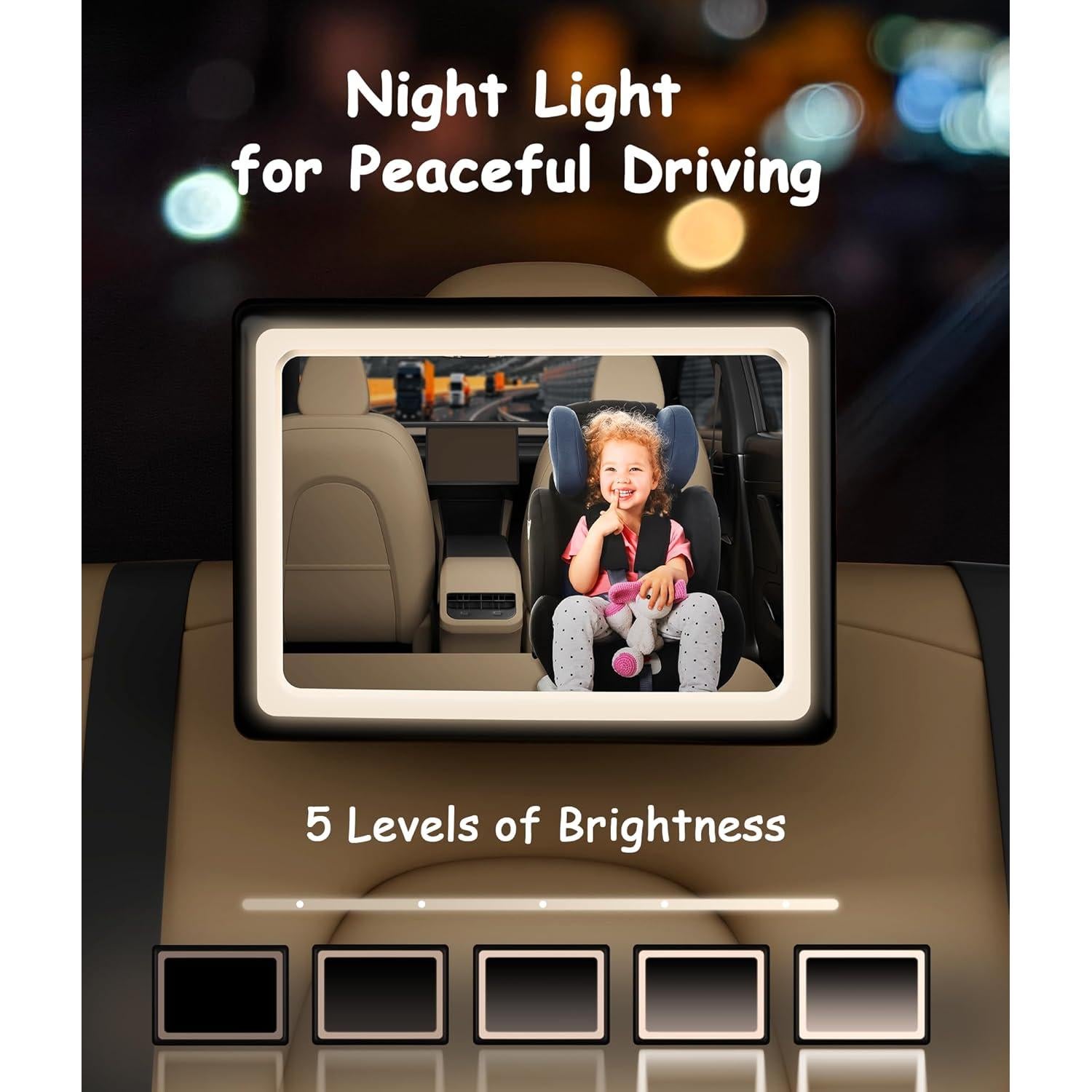 Espejo de Coche para Bebé EASYERA VS-BM200A con Luz RGB