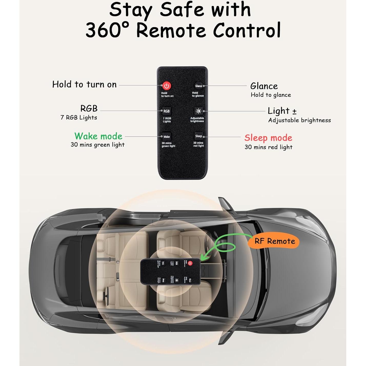 Espejo de Coche para Bebé EASYERA VS-BM200A con Luz RGB