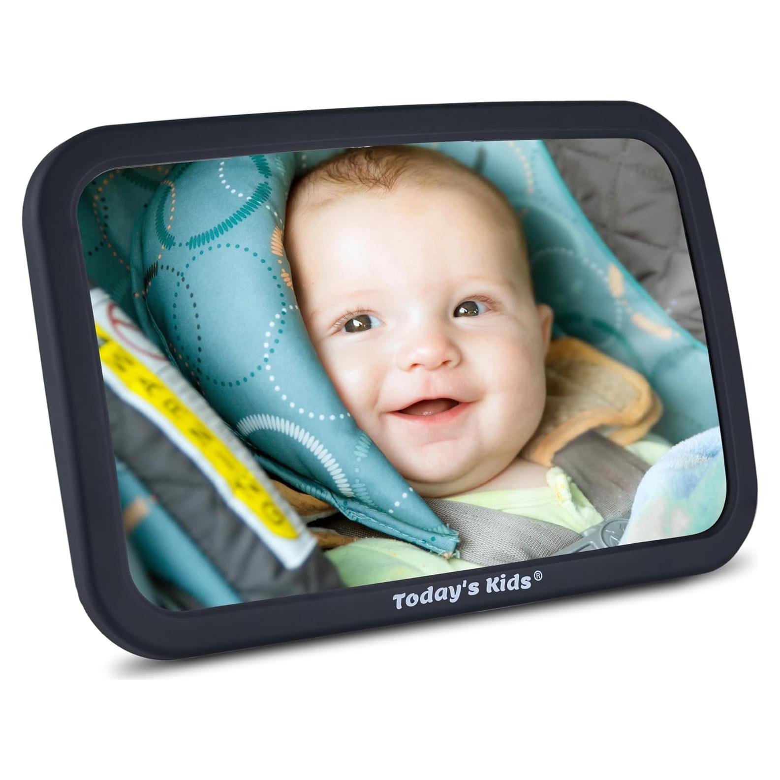 Espejo para Bebé en Coche Todays Kids - Ajustable 360° y Extra Ancho