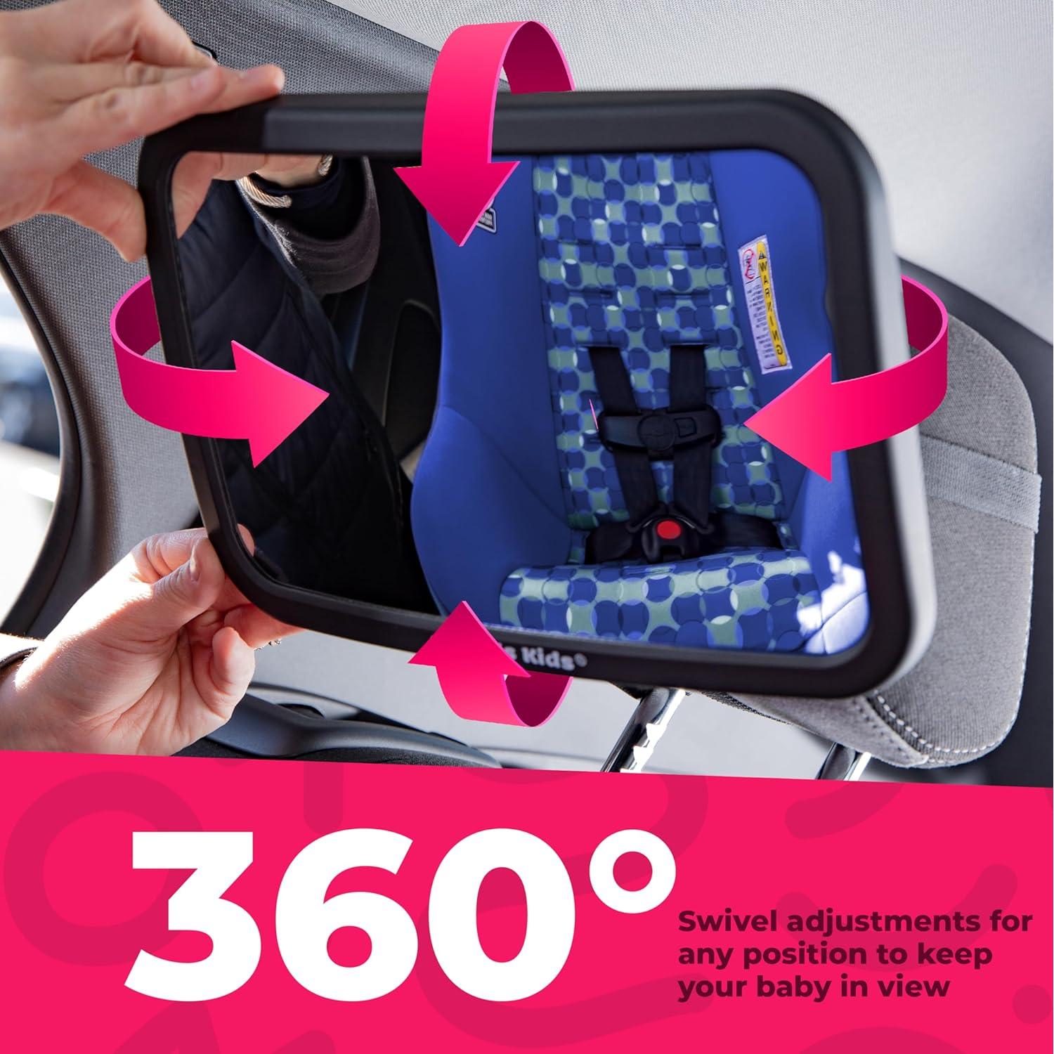 Espejo para Bebé en Coche Todays Kids - Ajustable 360° y Extra Ancho