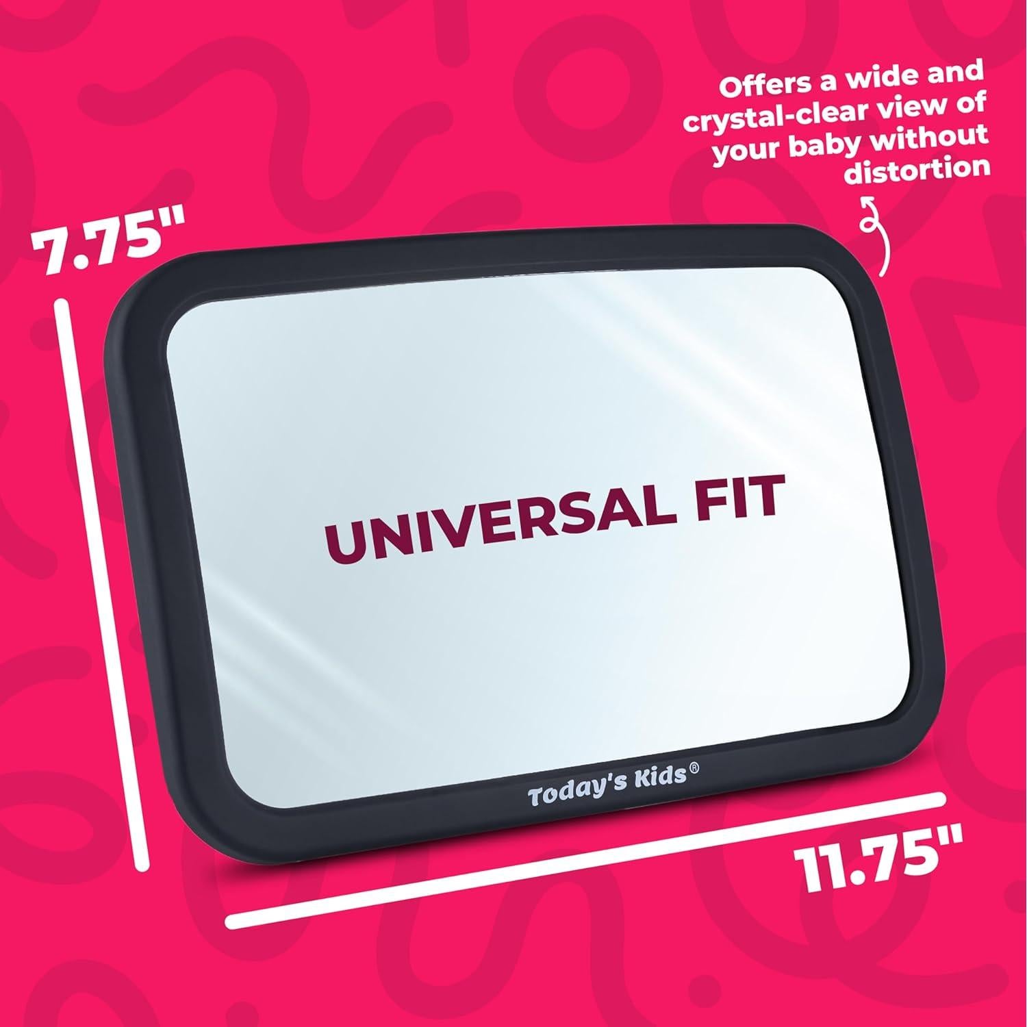 Espejo para Bebé en Coche Todays Kids - Ajustable 360° y Extra Ancho