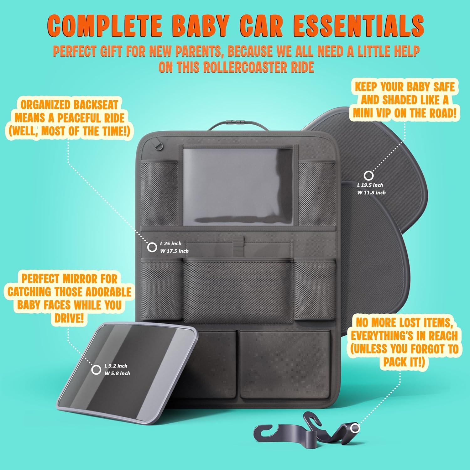 Kit Esenciales Automóvil Bebé Crivora - Organizador, Sombrillas, Espejo