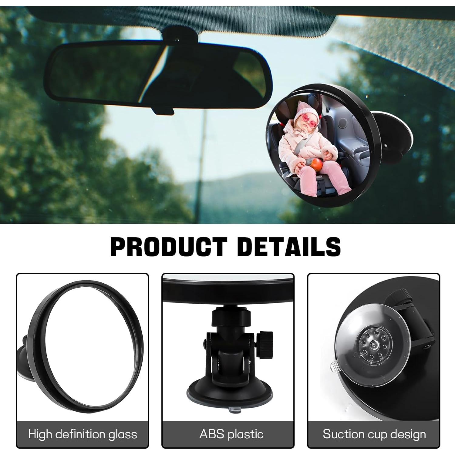 Espejo de Coche para Bebés Ongfuwu Ajustable 360° Negro