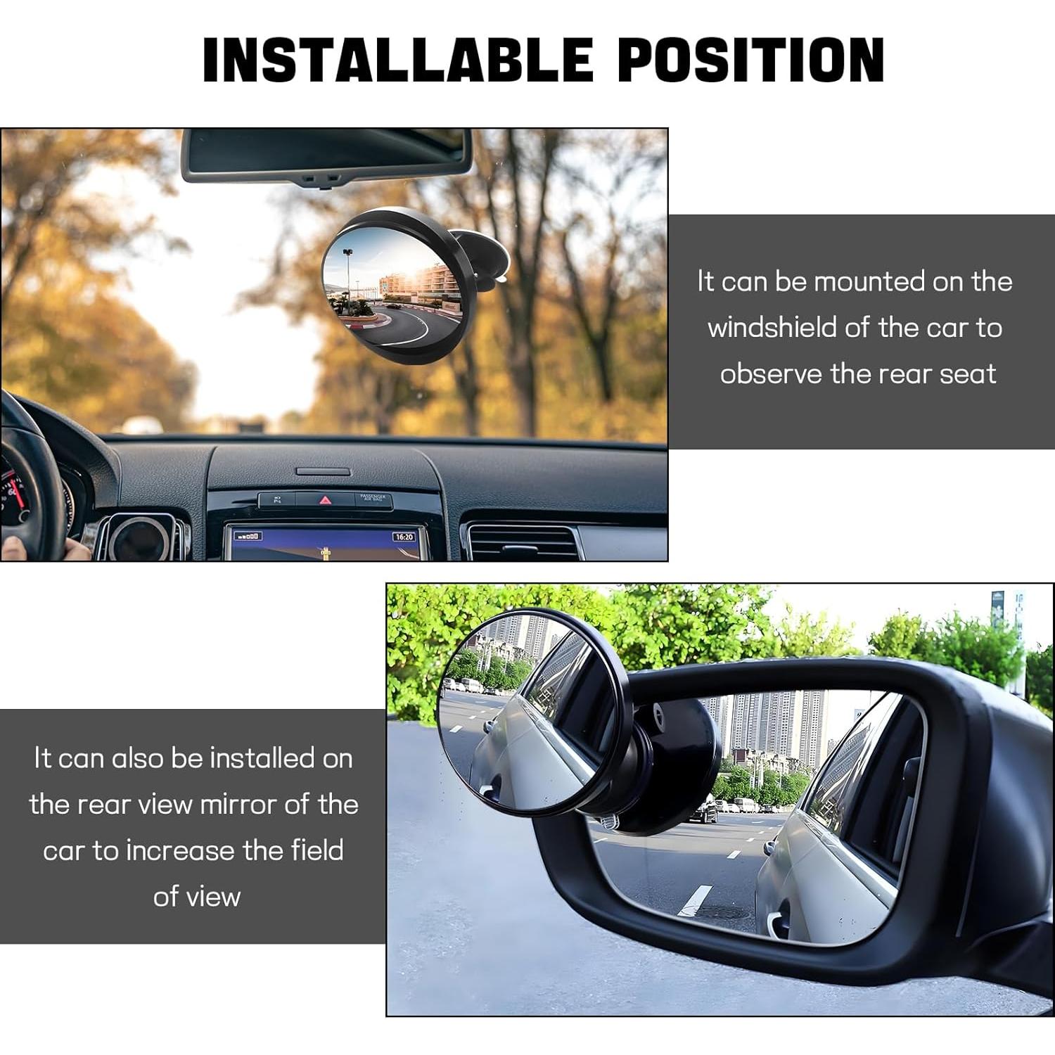 Espejo de Coche para Bebés Ongfuwu Ajustable 360° Negro