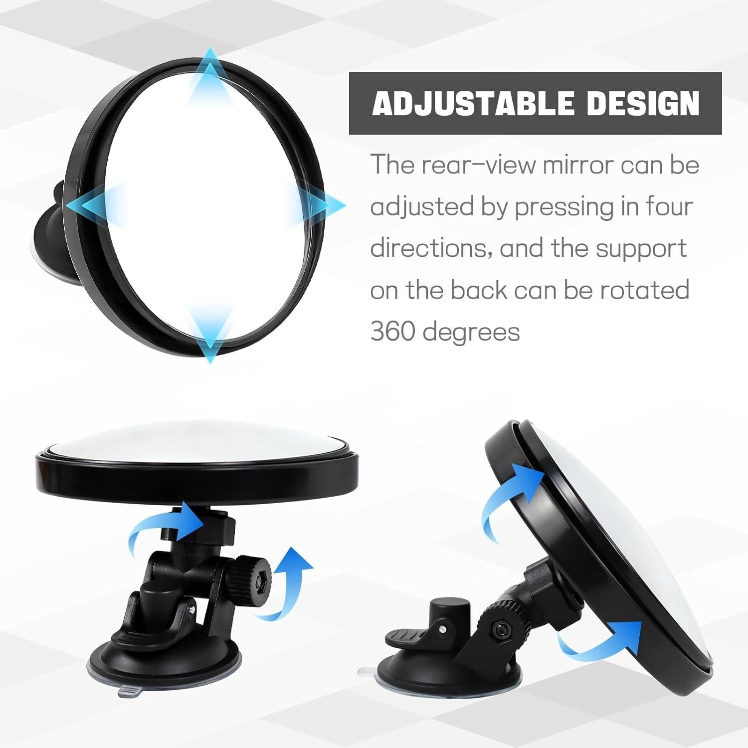 Espejo de Coche para Bebés Ongfuwu Ajustable 360° Negro