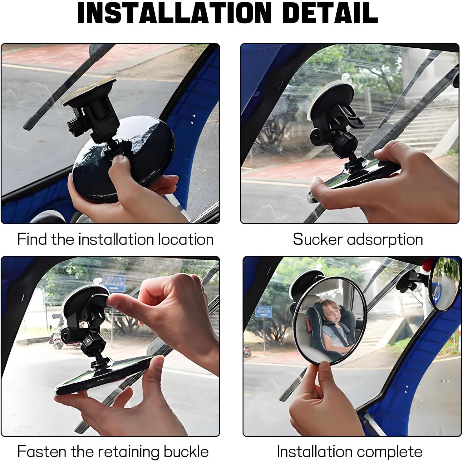 Espejo de Coche para Bebés Ongfuwu Ajustable 360° Negro