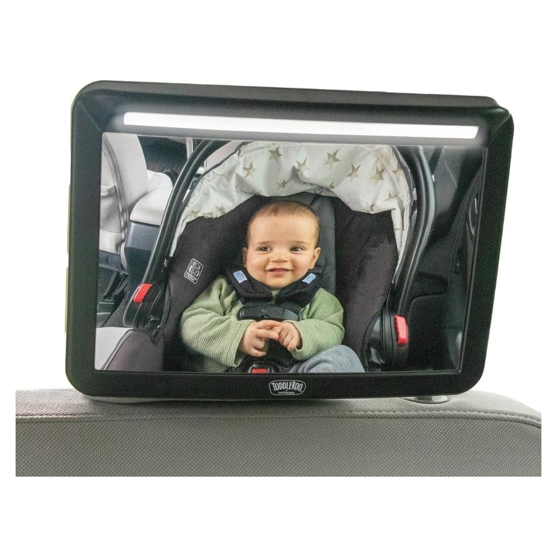 Espejo de Auto para Bebé LED Deluxe Toddleroo - Negro