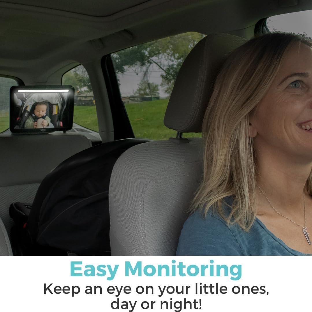 Espejo de Auto para Bebé LED Deluxe Toddleroo - Negro