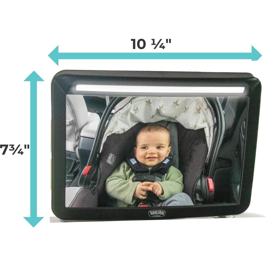 Espejo de Auto para Bebé LED Deluxe Toddleroo - Negro