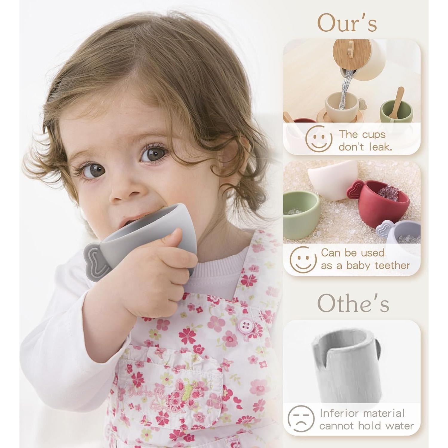 Juego de té de madera Ikubigu para niños - 13 piezas