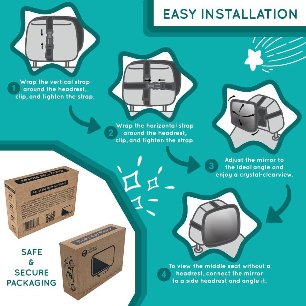 Espejo de Coche para Bebé Rightcar Solutions Ajustable 360°