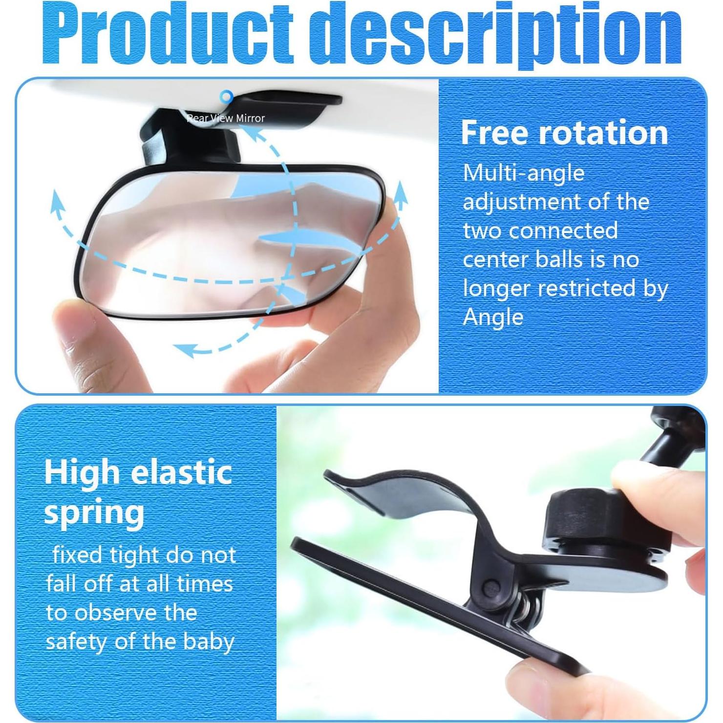 Espejo de Visualización para Bebés Yumfugu Ajustable Negro