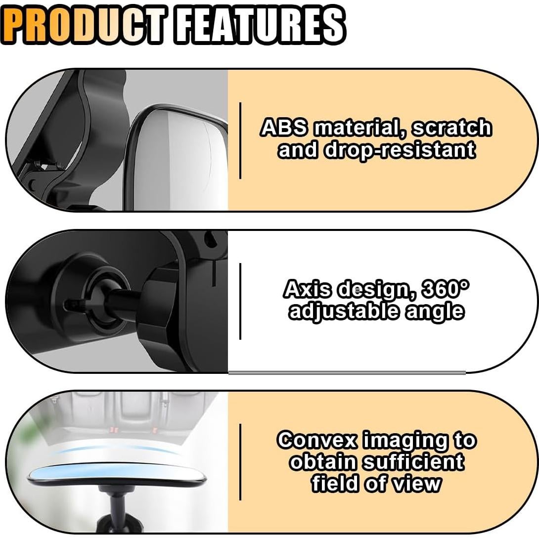 Espejo Retrovisor Interior para Bebés GLSOWEE Ajustable 9x5.66cm