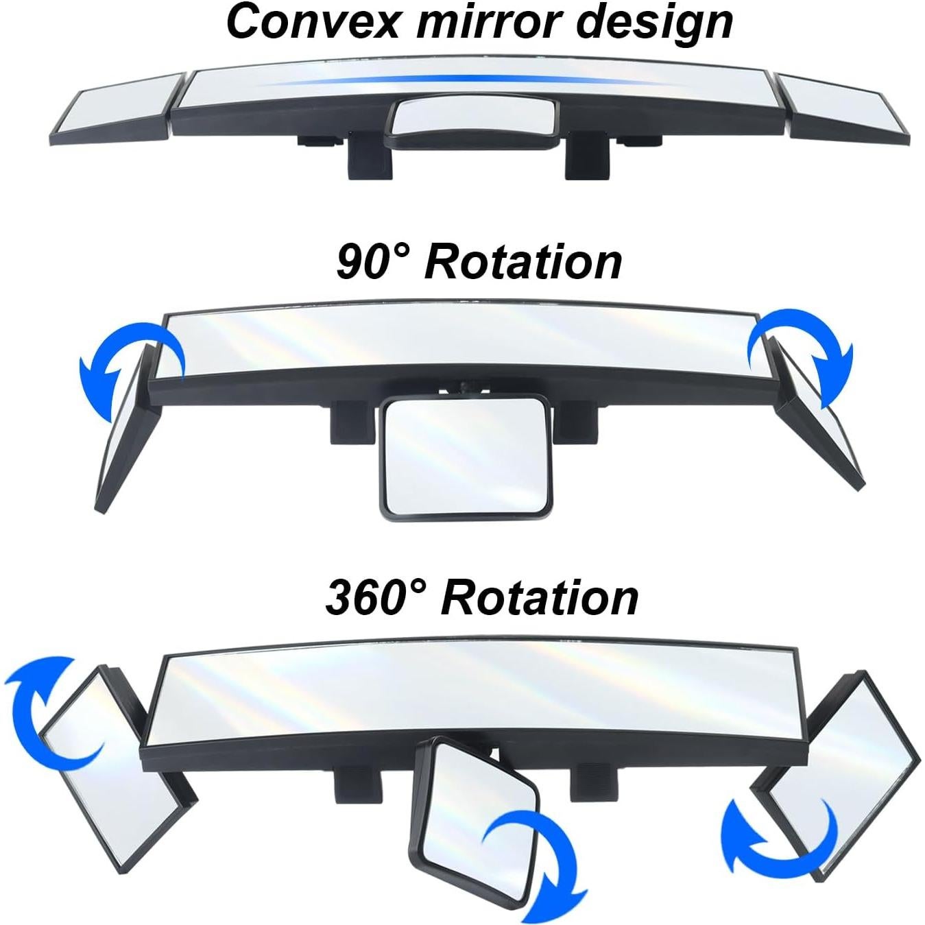 Espejo Retrovisor LoyaGour 15" Blanco Panorámico Ajustable