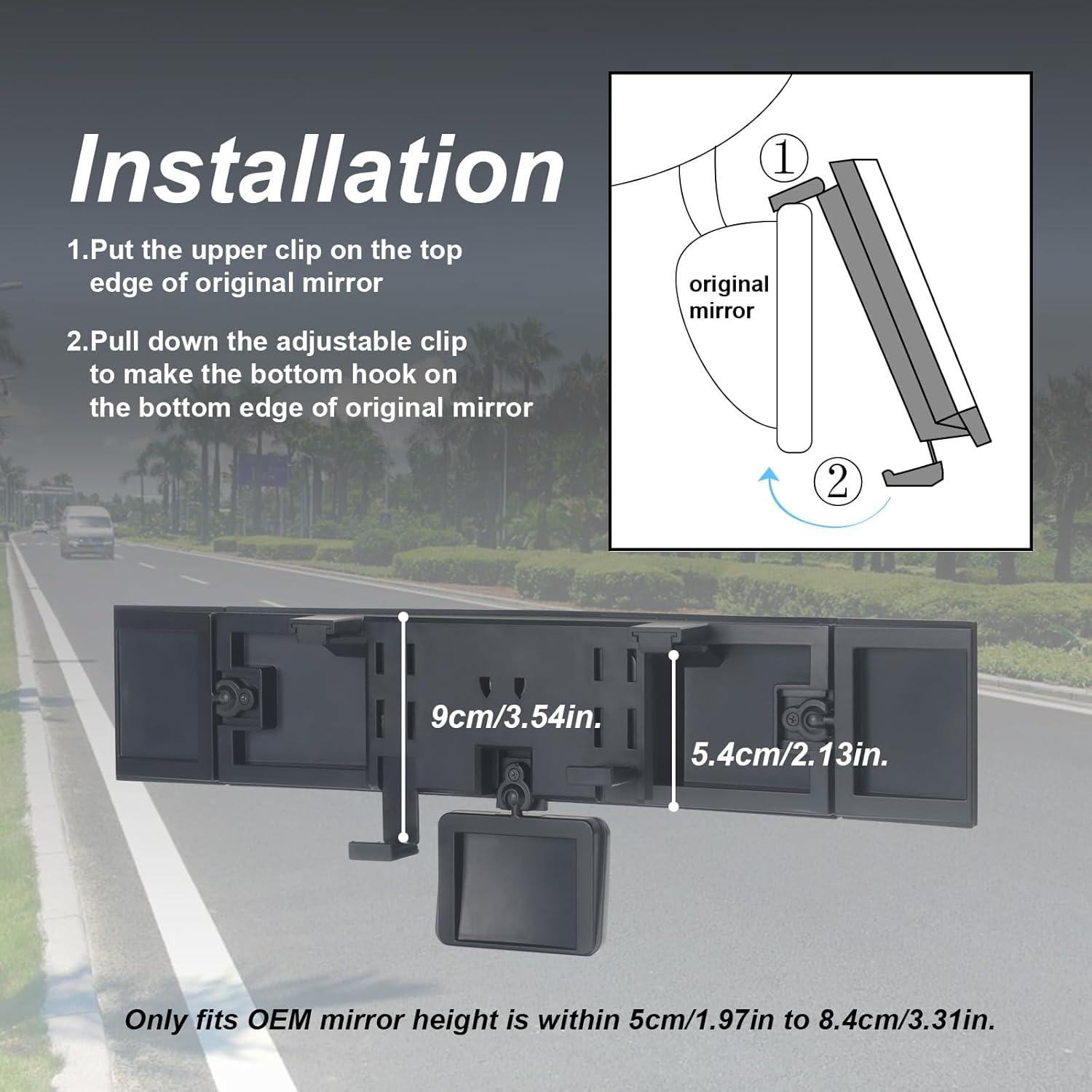 Espejo Retrovisor LoyaGour 15" Blanco Panorámico Ajustable