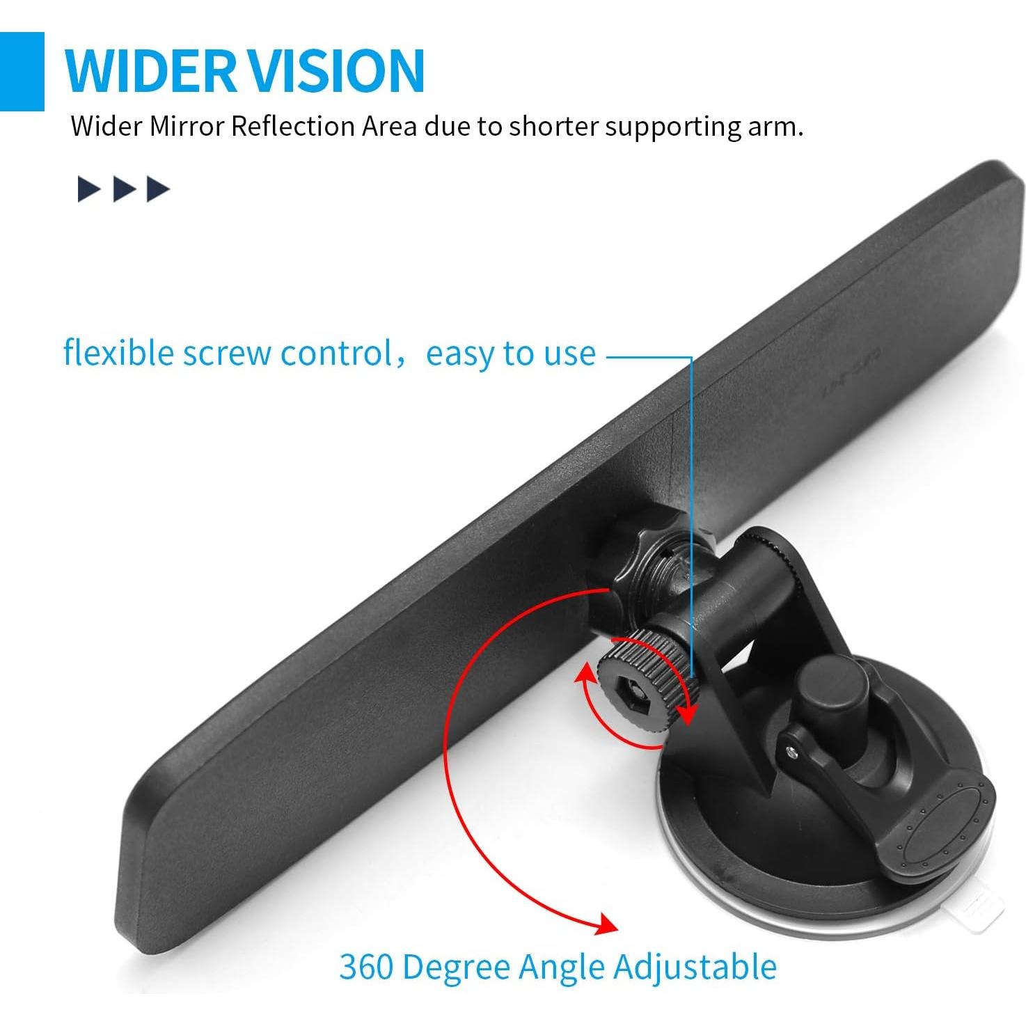 Espejo Retrovisor Interior Ajustable Vkinman Blanco 25x6.5 cm