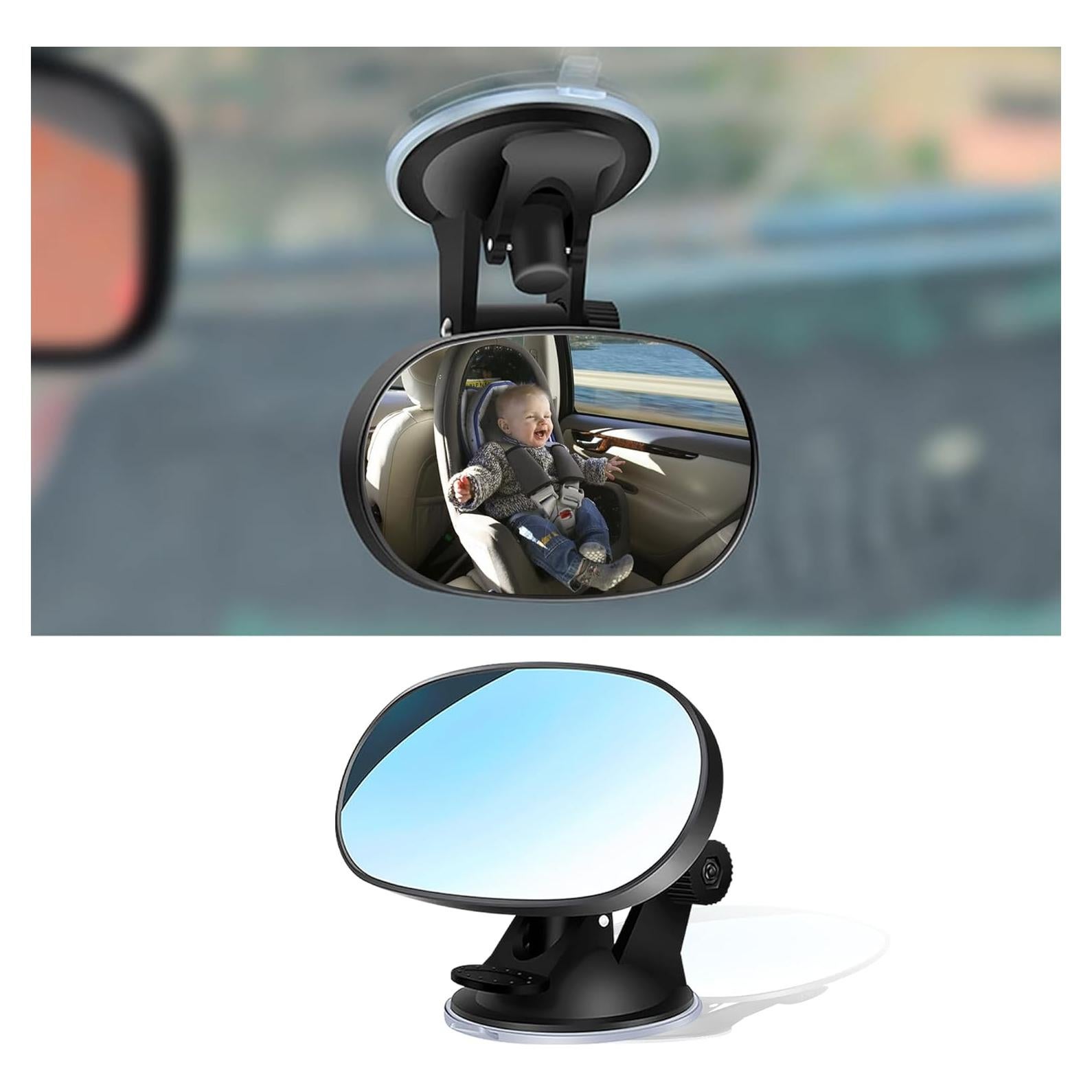 360° Adjustable Baby Car Mirror,HD Suction-Cup Style Car Seat Mirror for Baby Rear Facing,Carseat Mirrors Rear Facing Essential Interior Car Accessories Fit for Cars SUVs (Suction Cup)