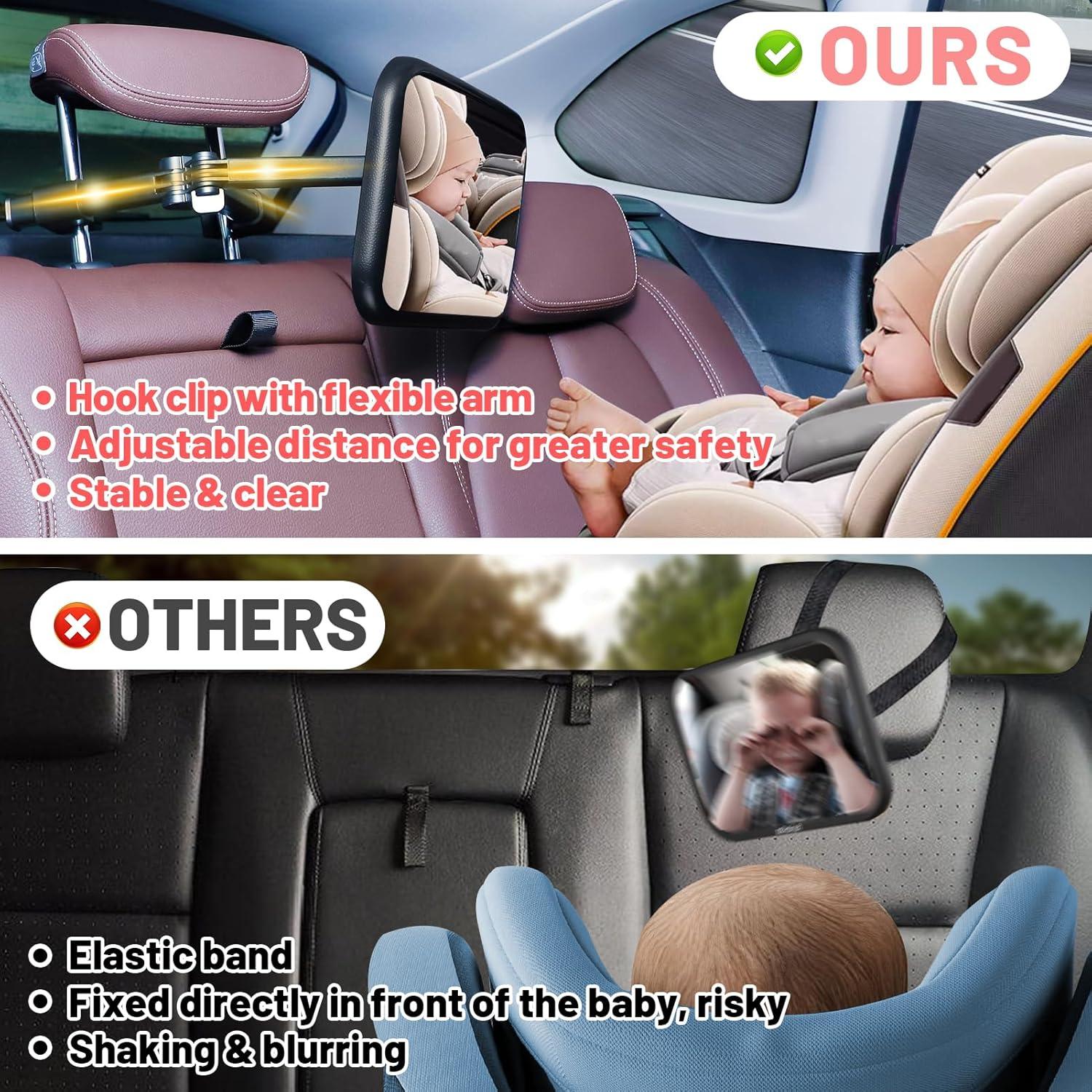 Espejo de Coche para Bebé Biubee - Ajustable 360° Negro