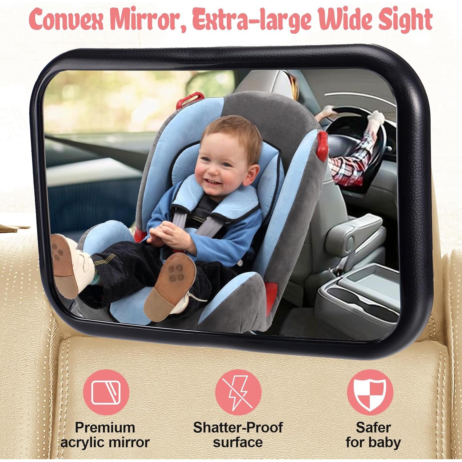 Espejo de Coche para Bebé Biubee - Ajustable 360° Negro