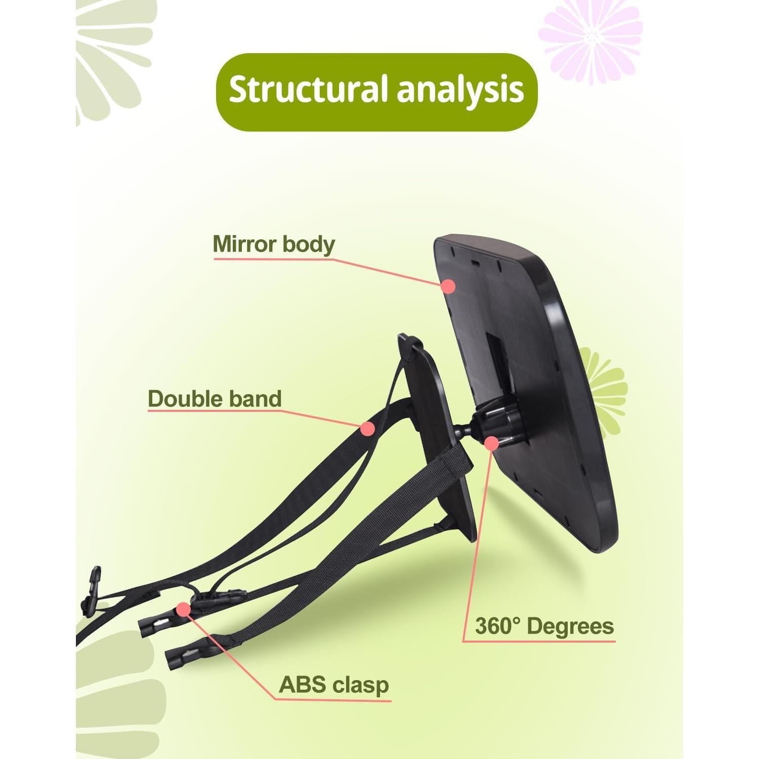 Espejo de Coche para Bebés iFamily PM03 Irrompible 34x19 cm