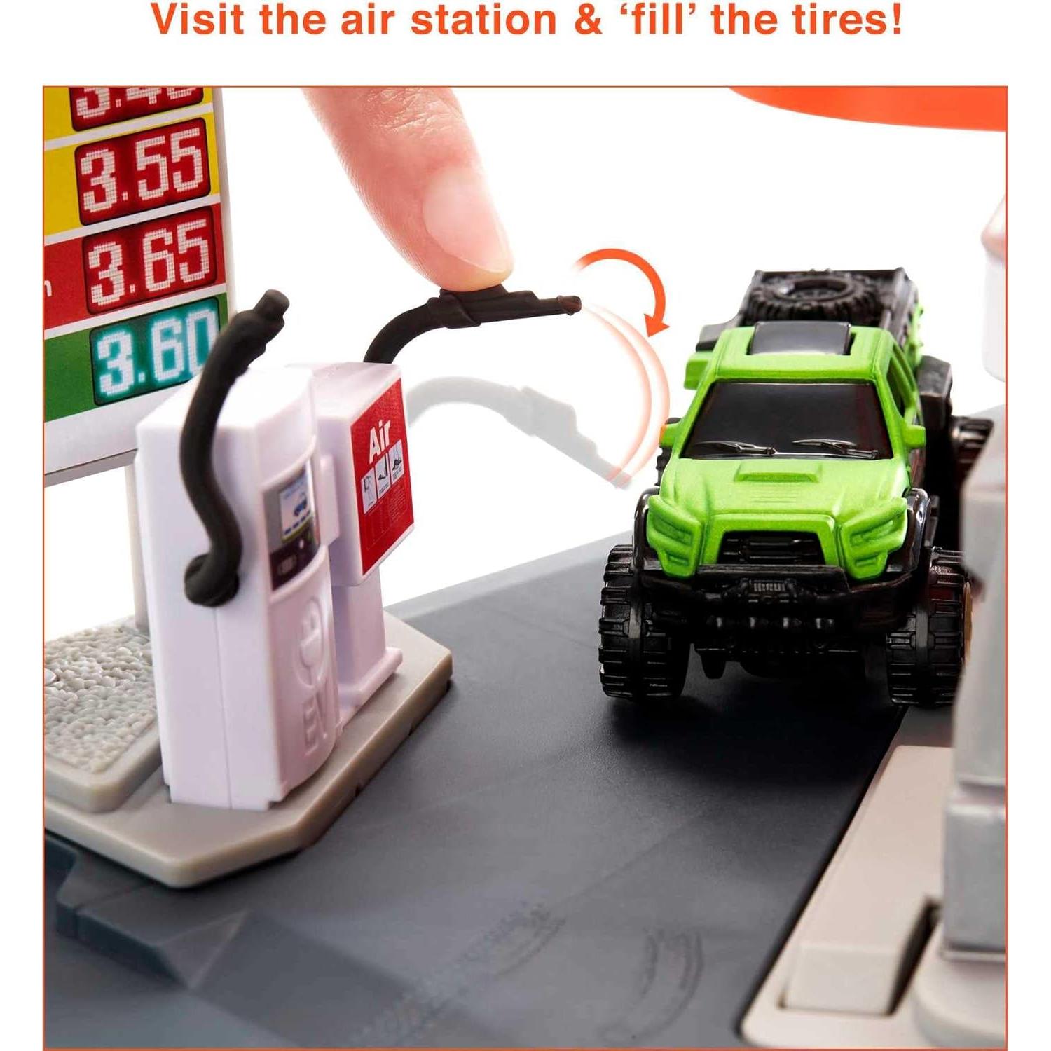 Estación de Combustible Matchbox + Camión 1:64 y Centro 5 Niveles