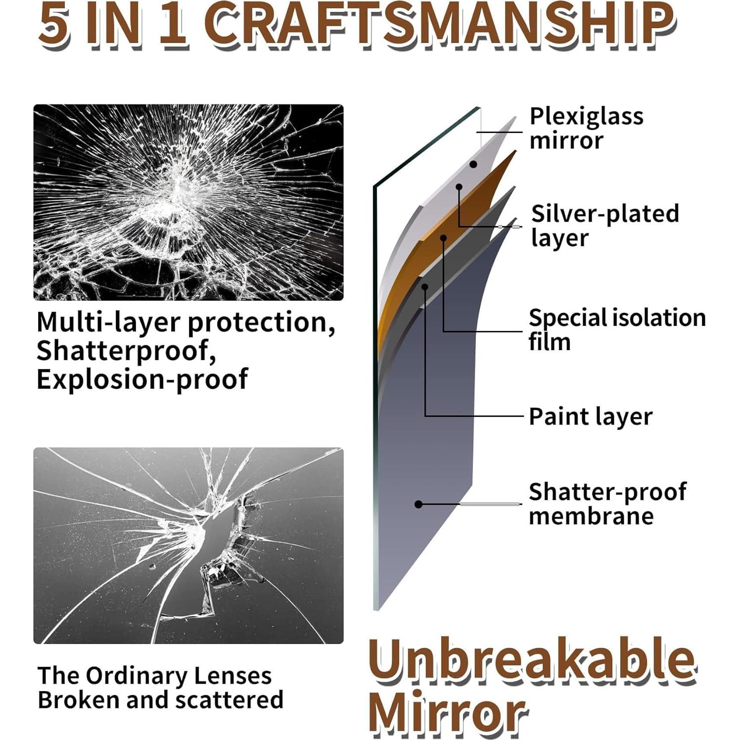 Espejo Acrílico Irrompible Quegau 20x20cm para Niños