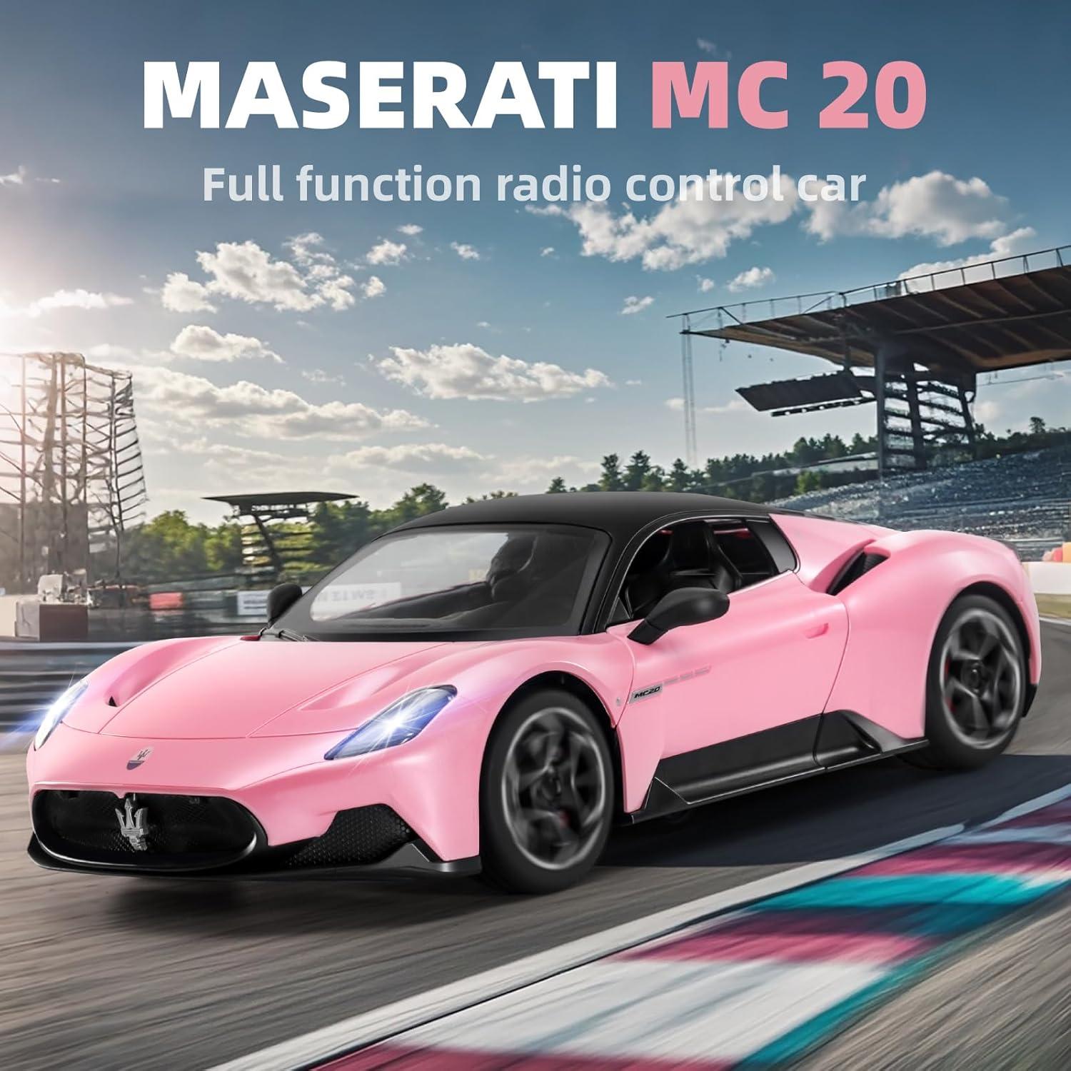 Coche RC MIEBELY Maserati MC20 1:12 Rosa 12Km/h Luces LED