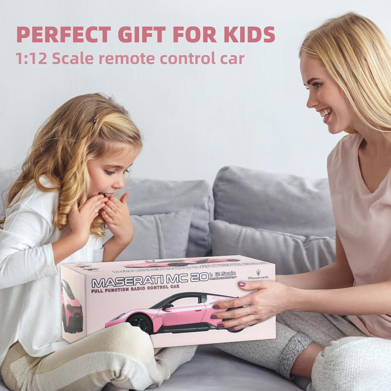 Coche RC MIEBELY Maserati MC20 1:12 Rosa 12Km/h Luces LED