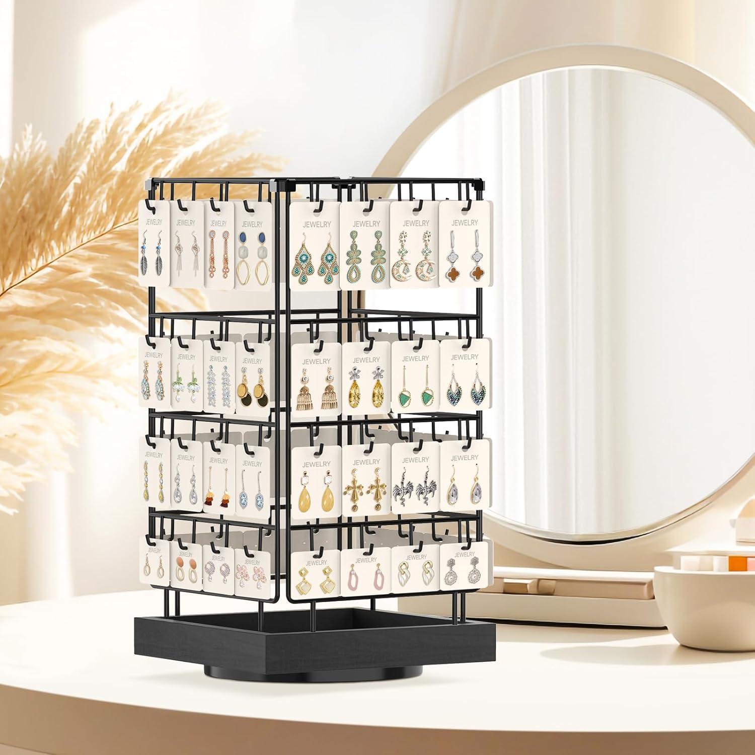 Organizador de Aretes MODOWEY 360° con 64 Ganchos Negro