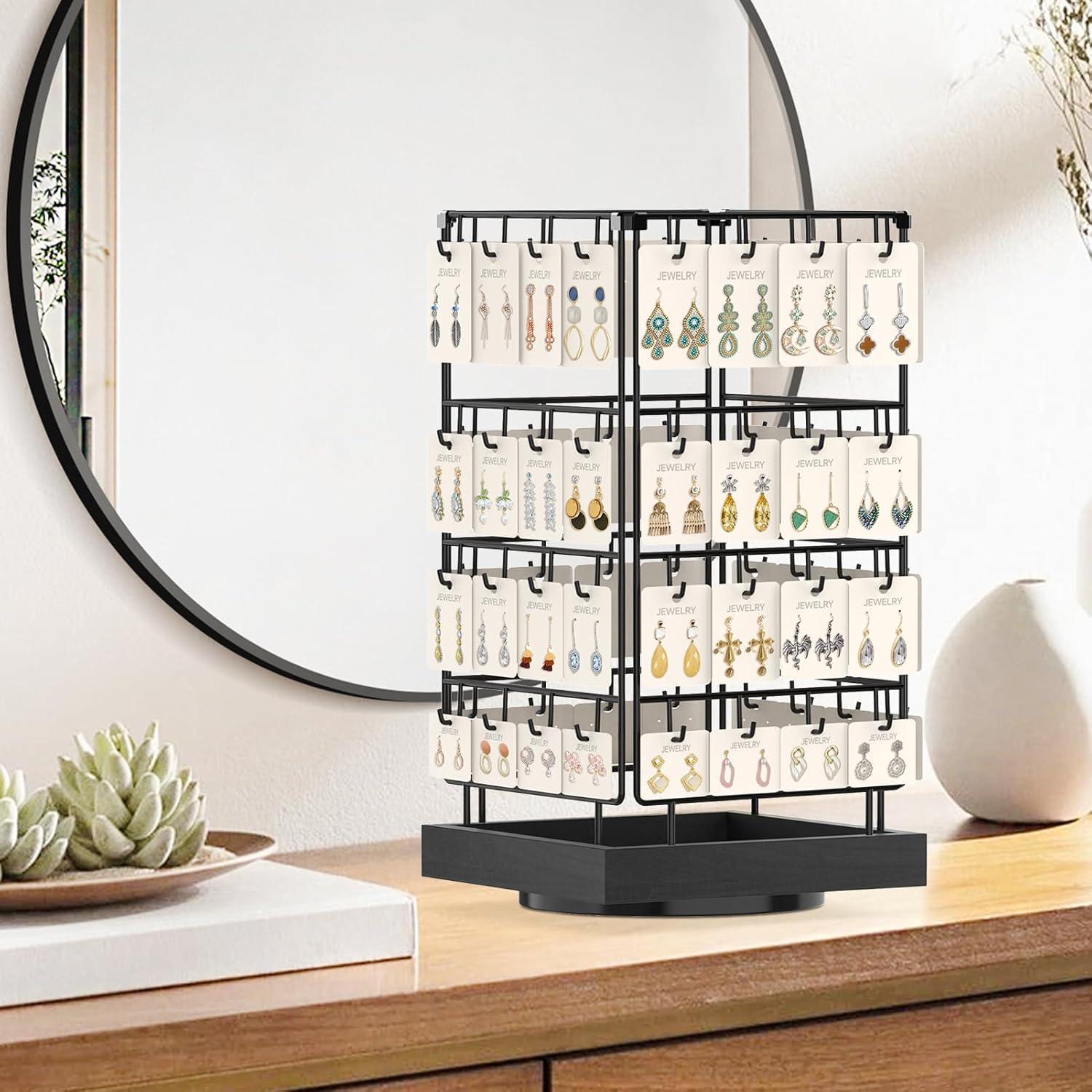 Organizador de Aretes MODOWEY 360° con 64 Ganchos Negro