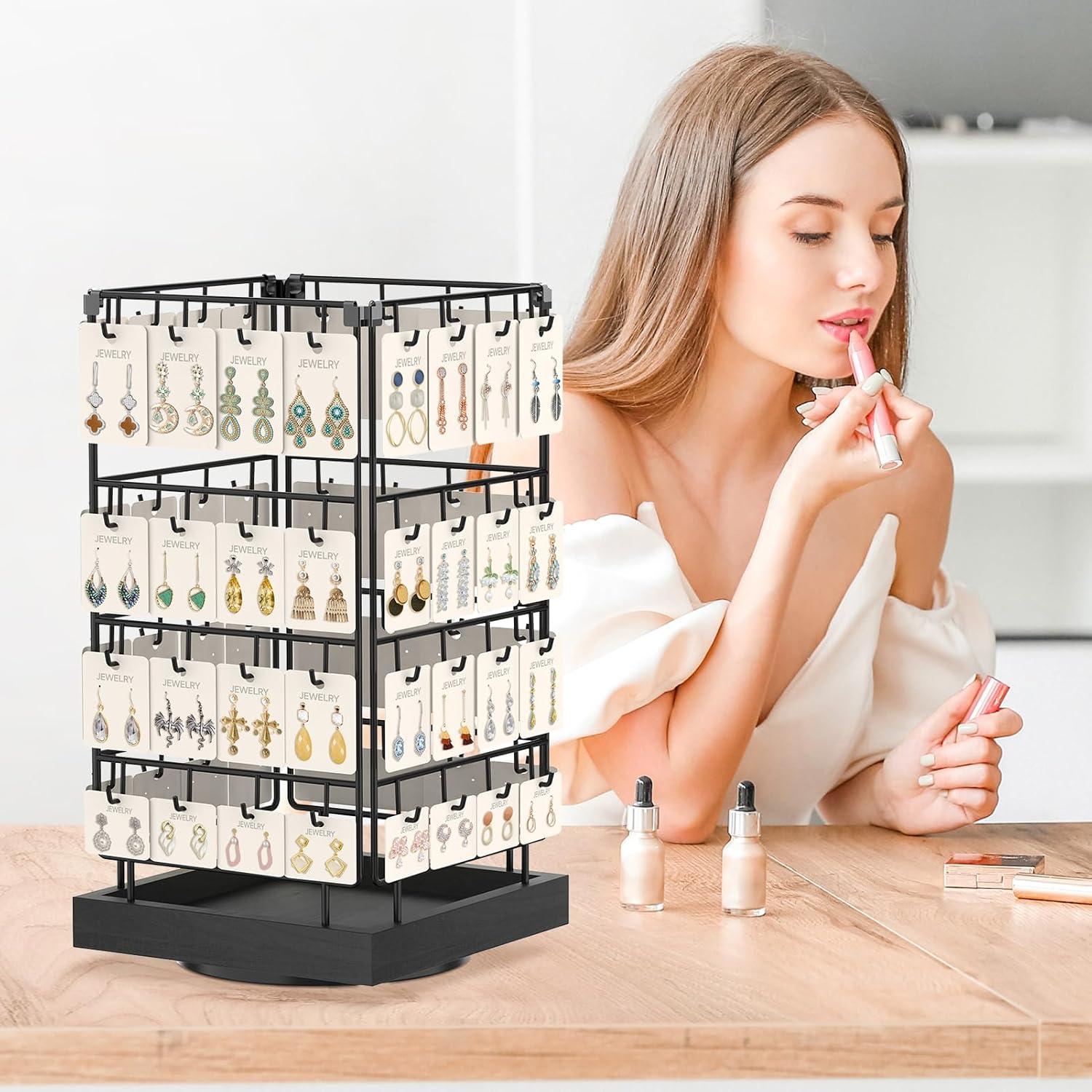 Organizador de Aretes MODOWEY 360° con 64 Ganchos Negro