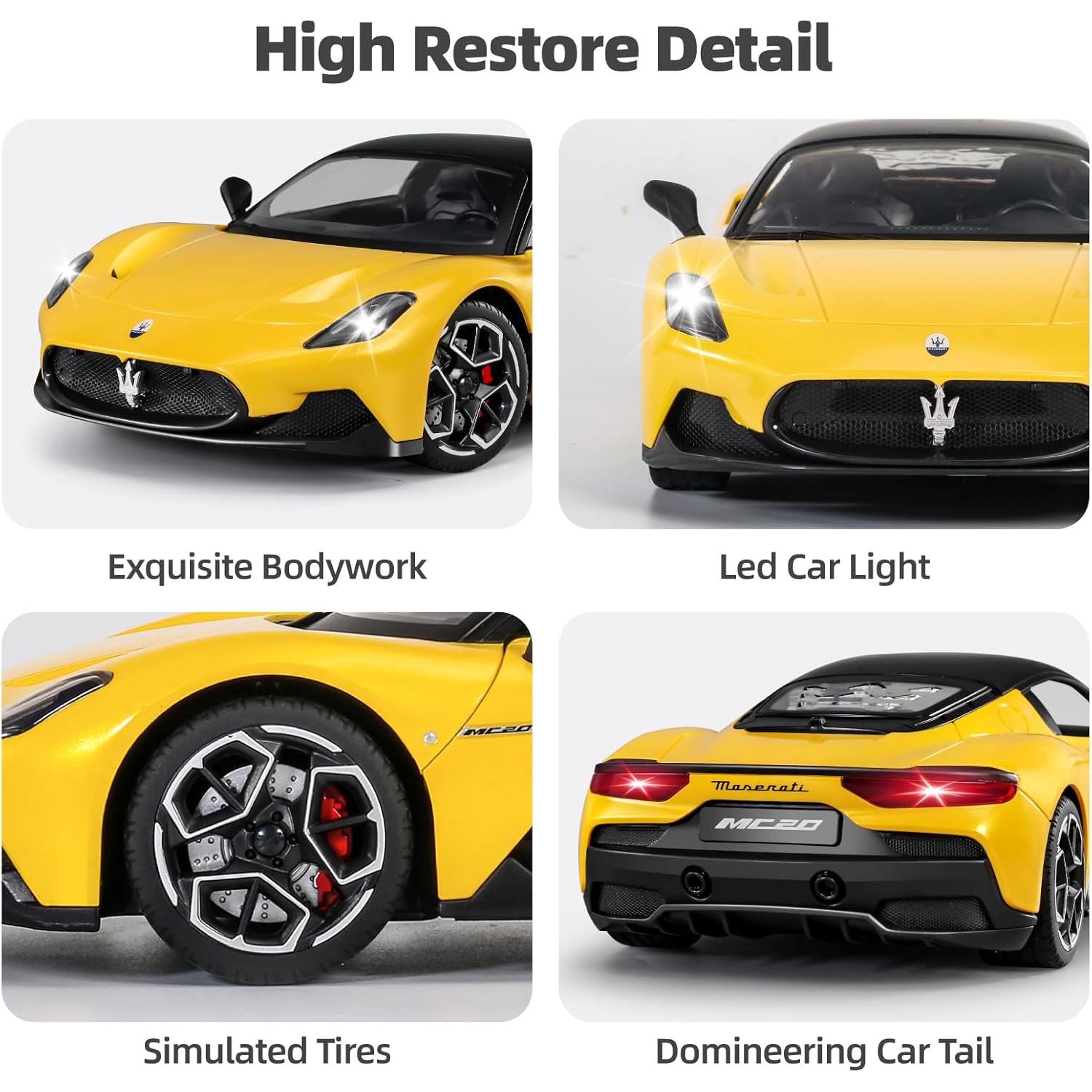 MIEBELY Coche RC Maserati MC20 1:12 Amarillo 12Km/h