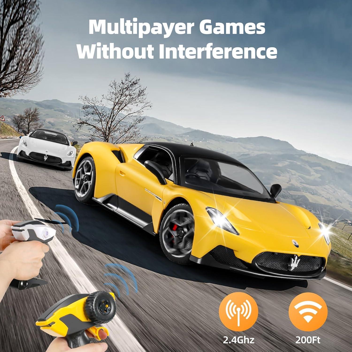 MIEBELY Coche RC Maserati MC20 1:12 Amarillo 12Km/h