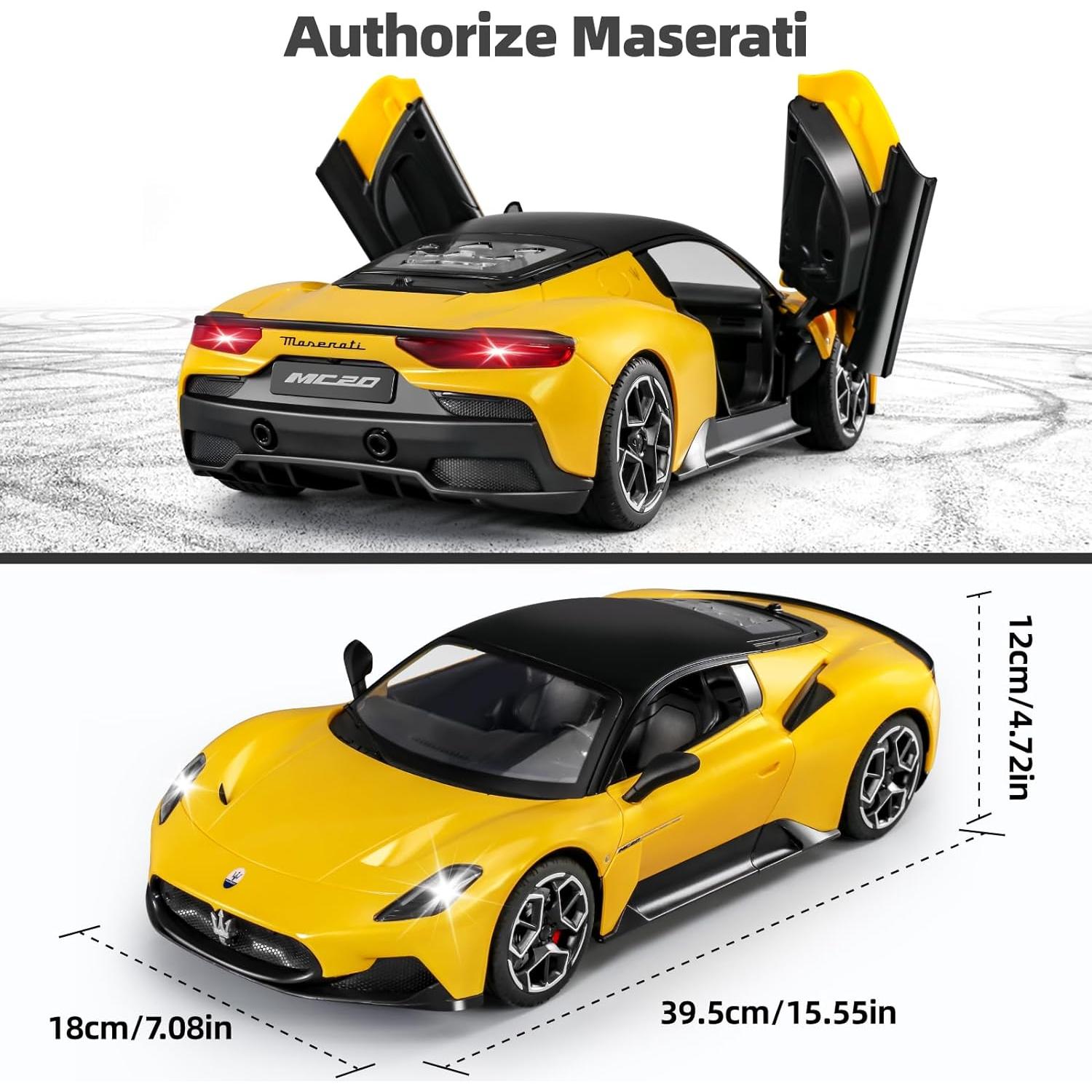 MIEBELY Coche RC Maserati MC20 1:12 Amarillo 12Km/h