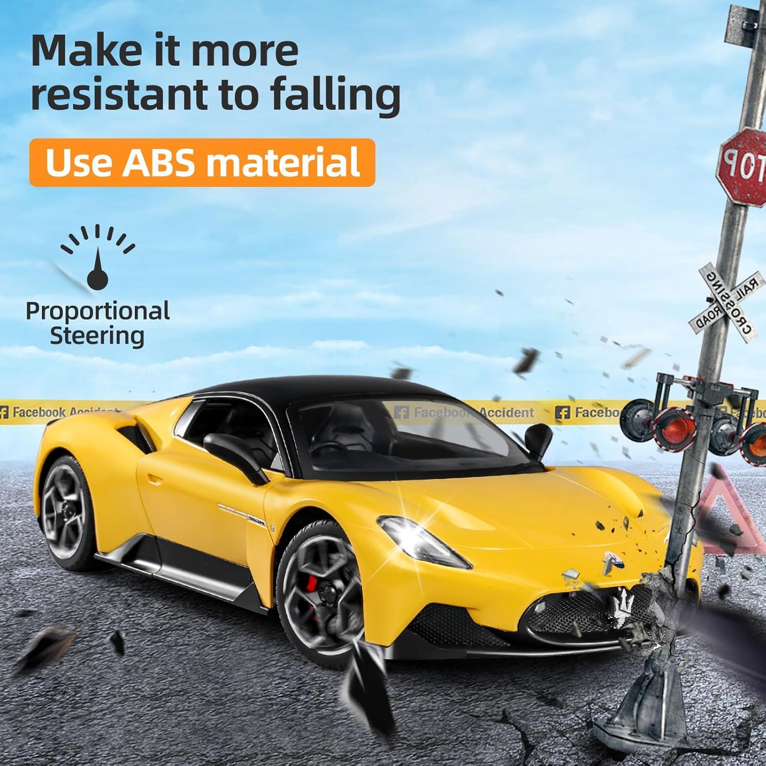 MIEBELY Coche RC Maserati MC20 1:12 Amarillo 12Km/h