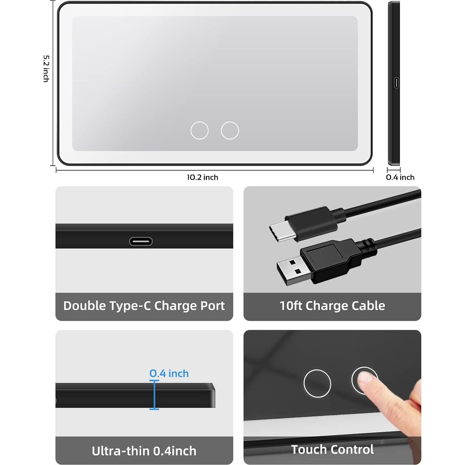 Espejo de Visera de Sol Vanmirr VM08-2 con Luz LED Regulable