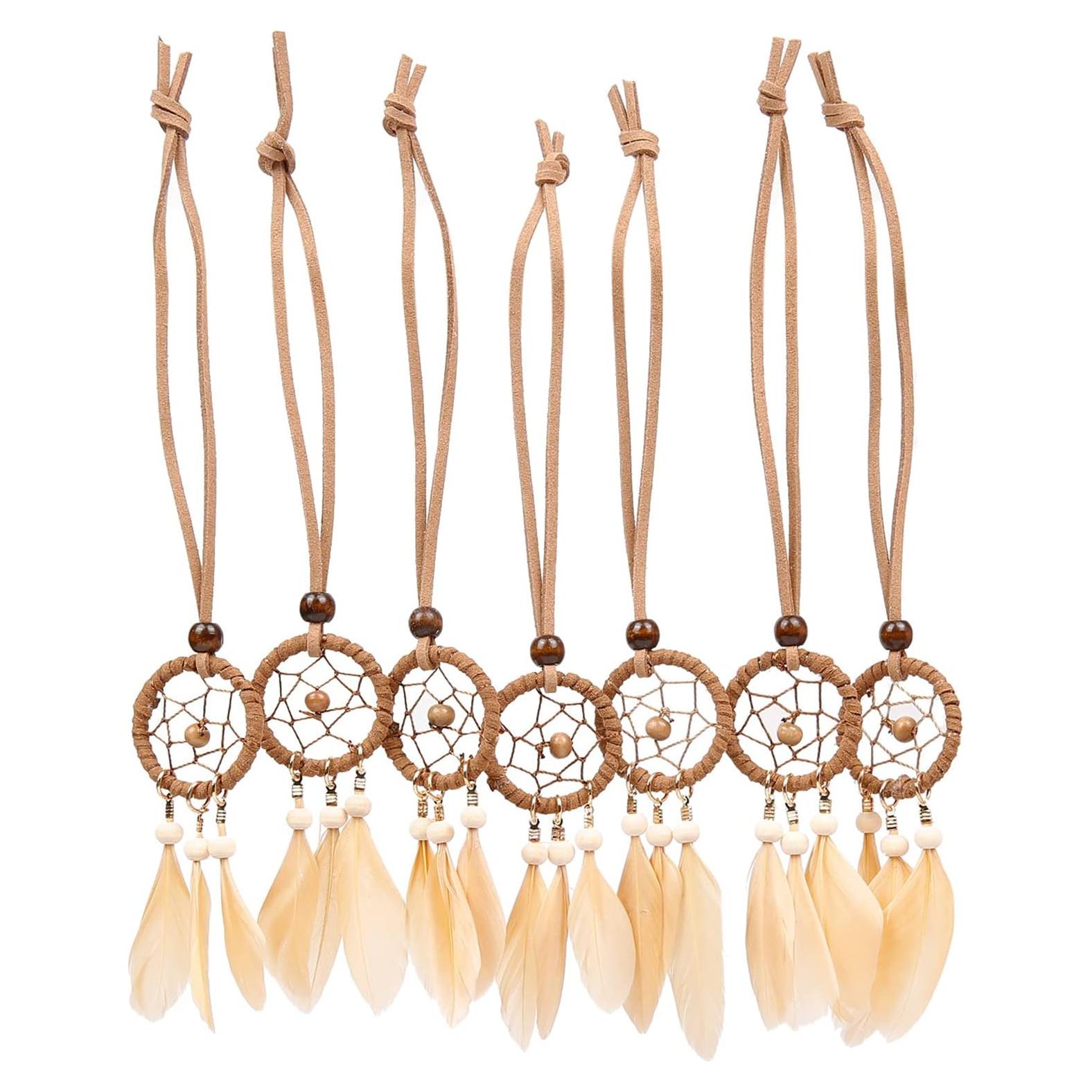 Set de 7 Atrapas Sueños Khaki - Colgantes para Auto y Decoración