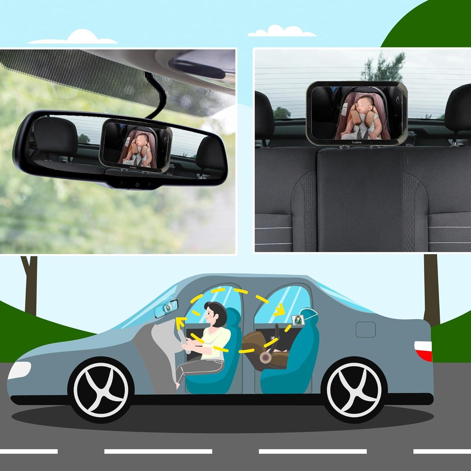 Espejo Retrovisor Cubble para Bebé 360° Ajustable Negro