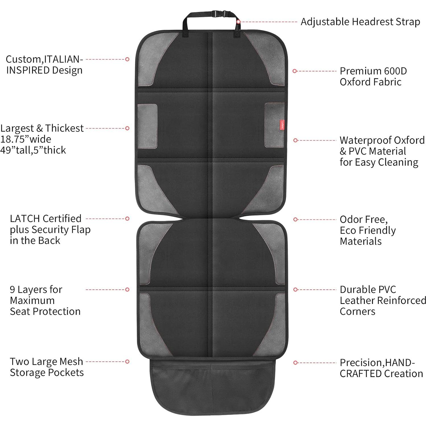 Protector de Asiento de Coche LUILANC Negro Impermeable 600D