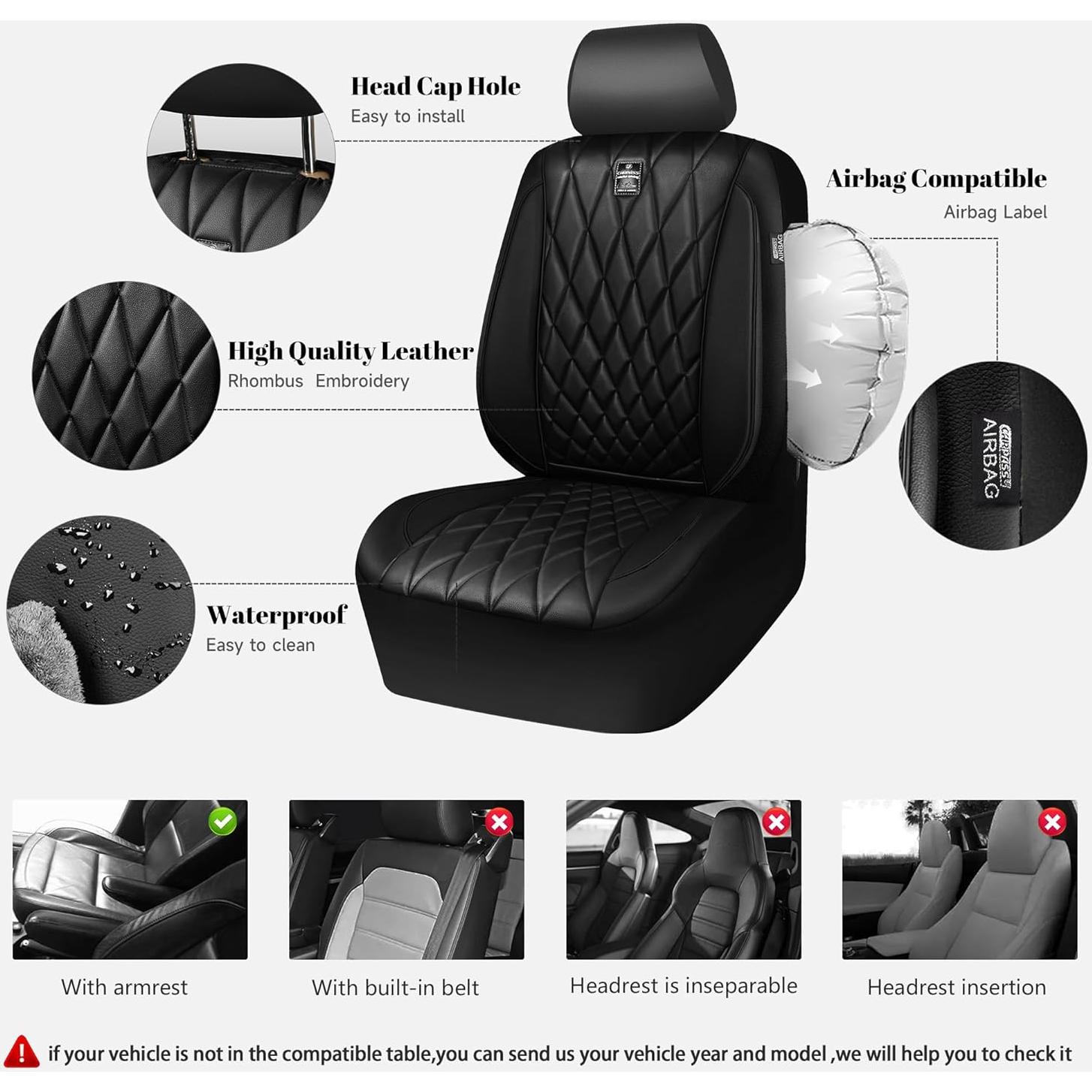 Cubiertas de Asiento Delantero CAR PASS ZT122-BK1PUL2 Negro