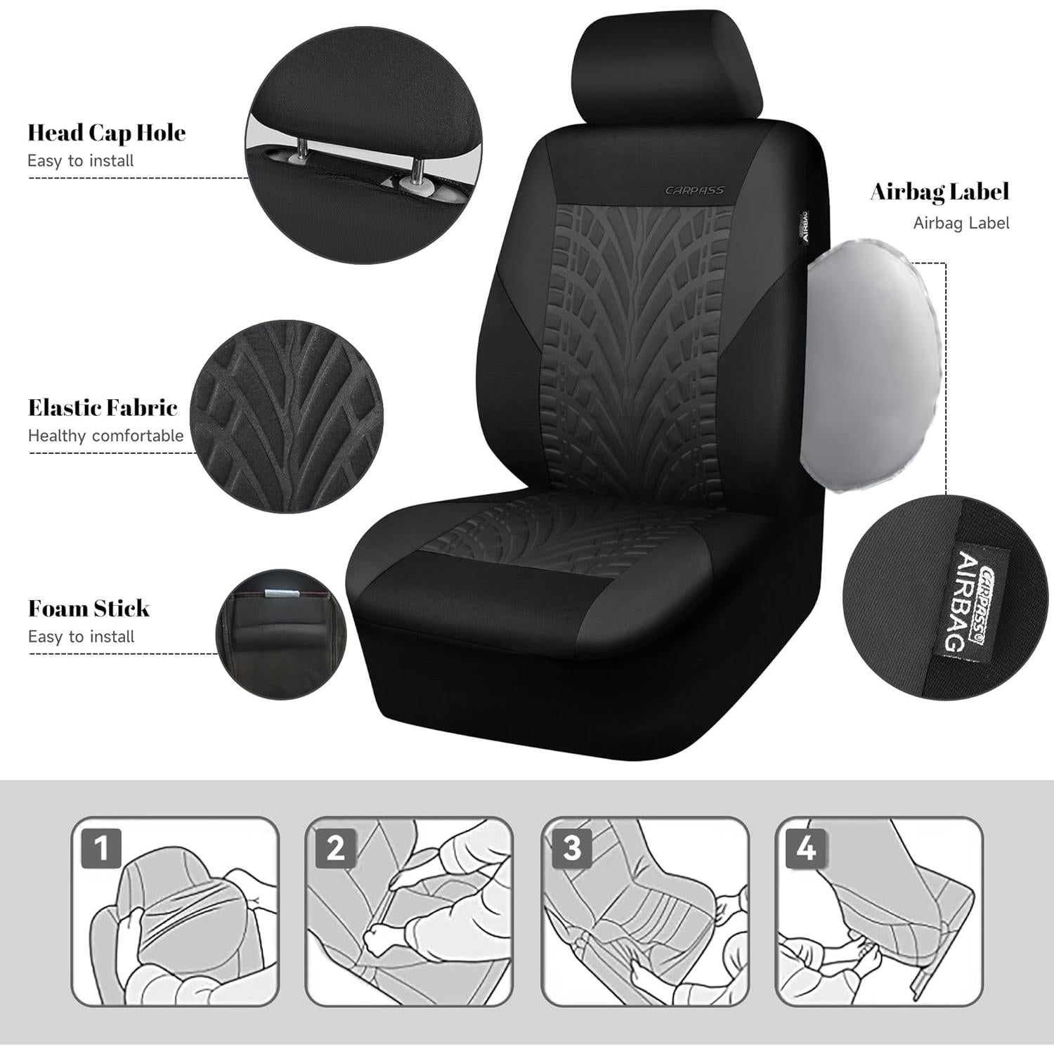 Fundas de Asiento CAR PASS Completo Universal Negro Carbón