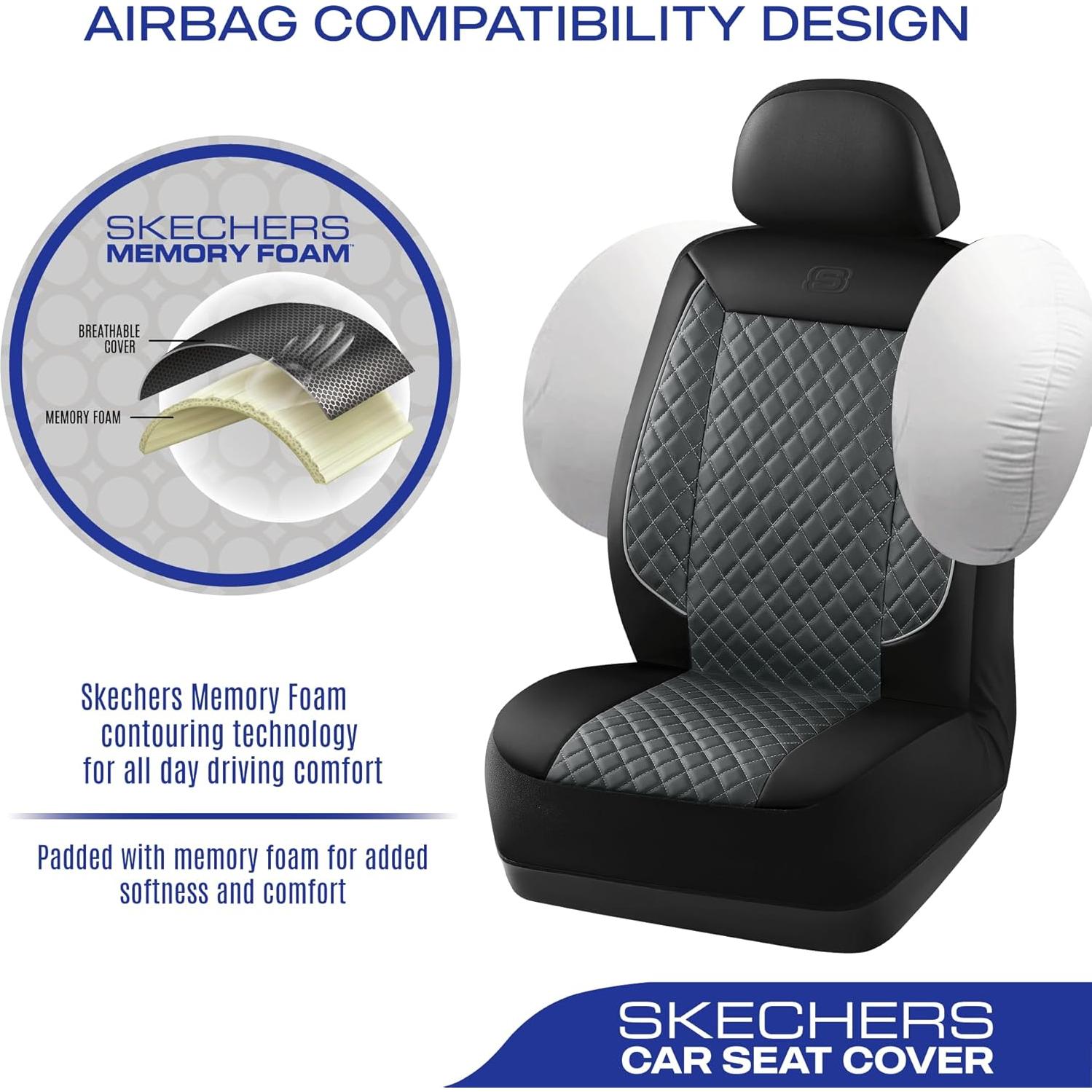 Funda de Asiento de Coche Skechers Gris, Piel Sintética Impermeable