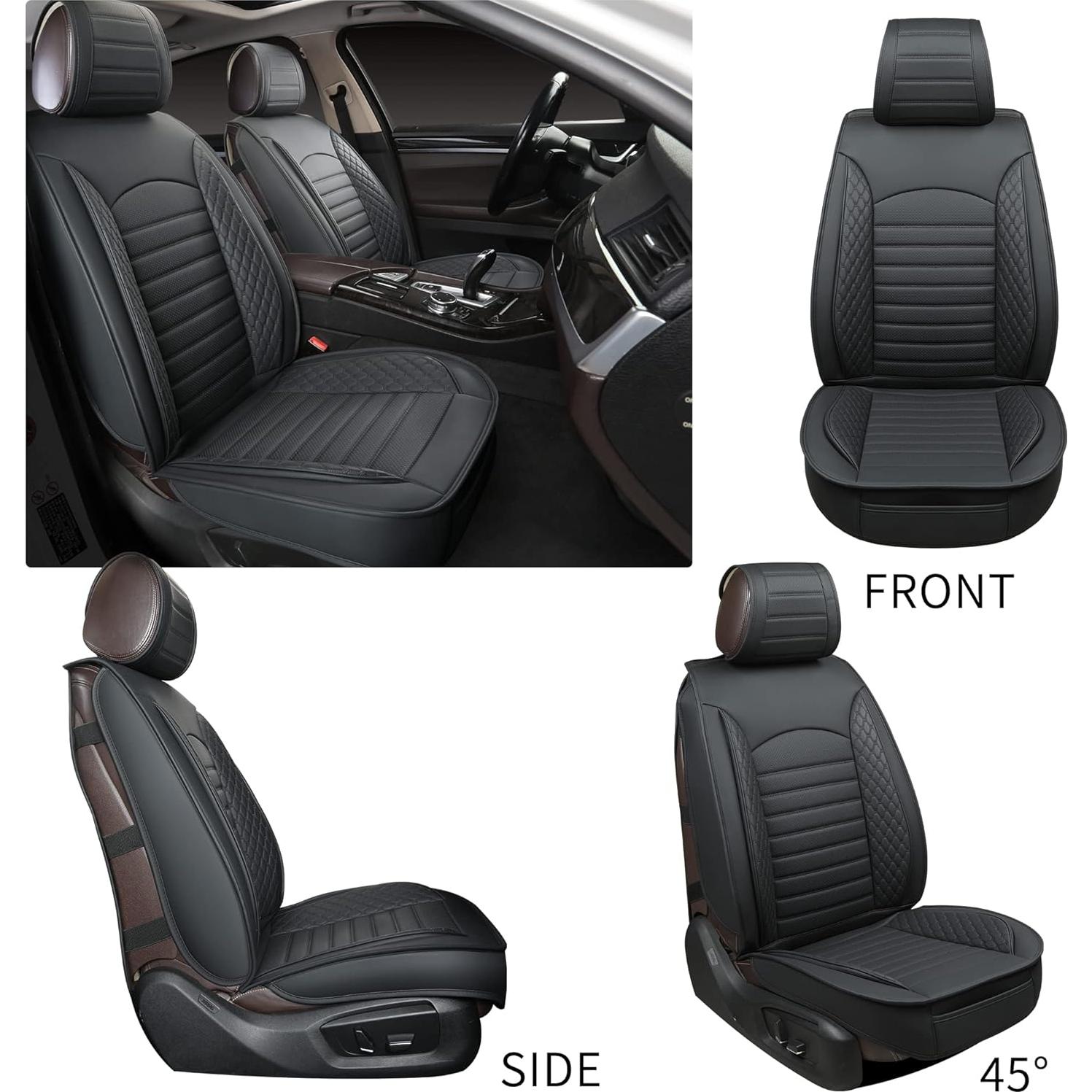Fundas de Asiento de Coche KBOISE 2 PCS Negro Impermeable
